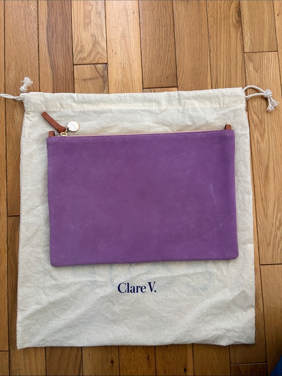 Clare V Handbags - Clare V lilac suede flat clutch with tabs